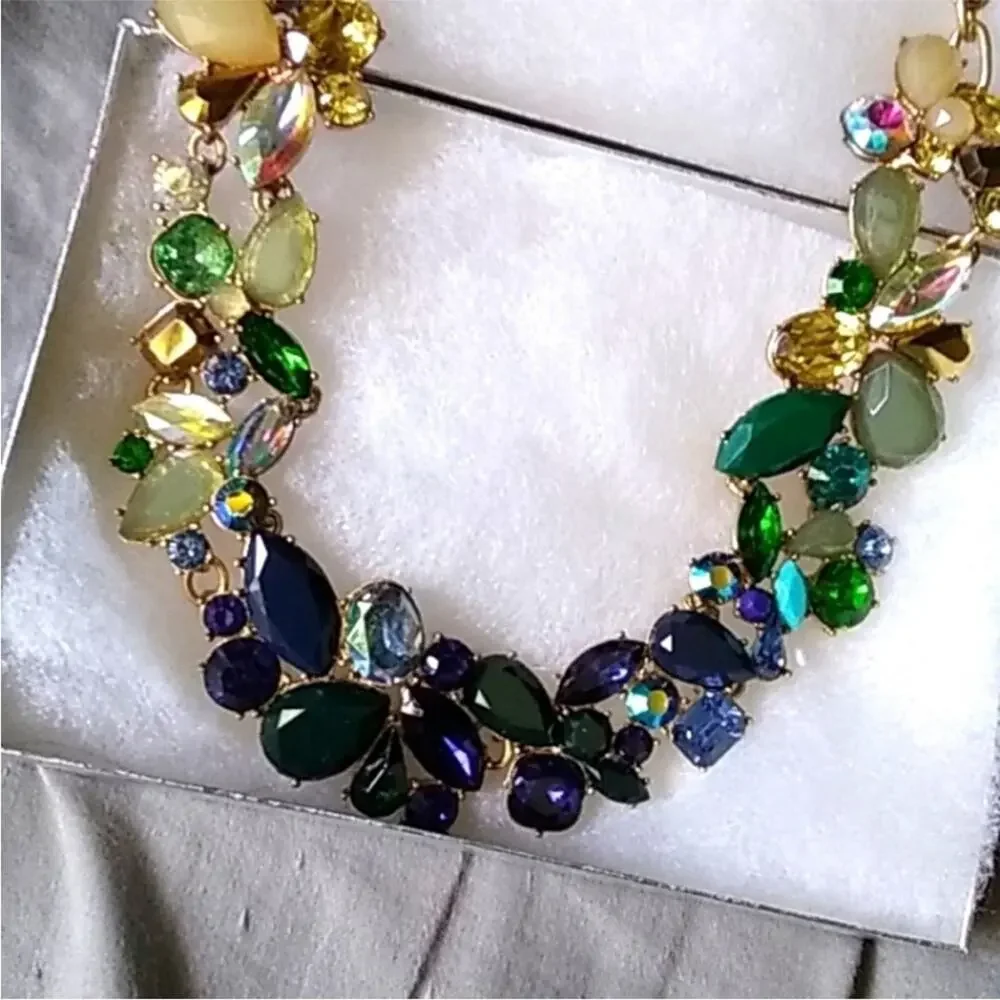 J.Crew matching ombre necklace earrings rhinestone set ombré